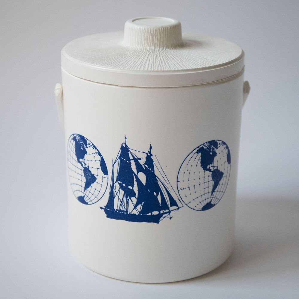 Vintage Skotch Kooler Ice Bucket Cooler & Lid | Nautical Ship Globe Helm Sailing